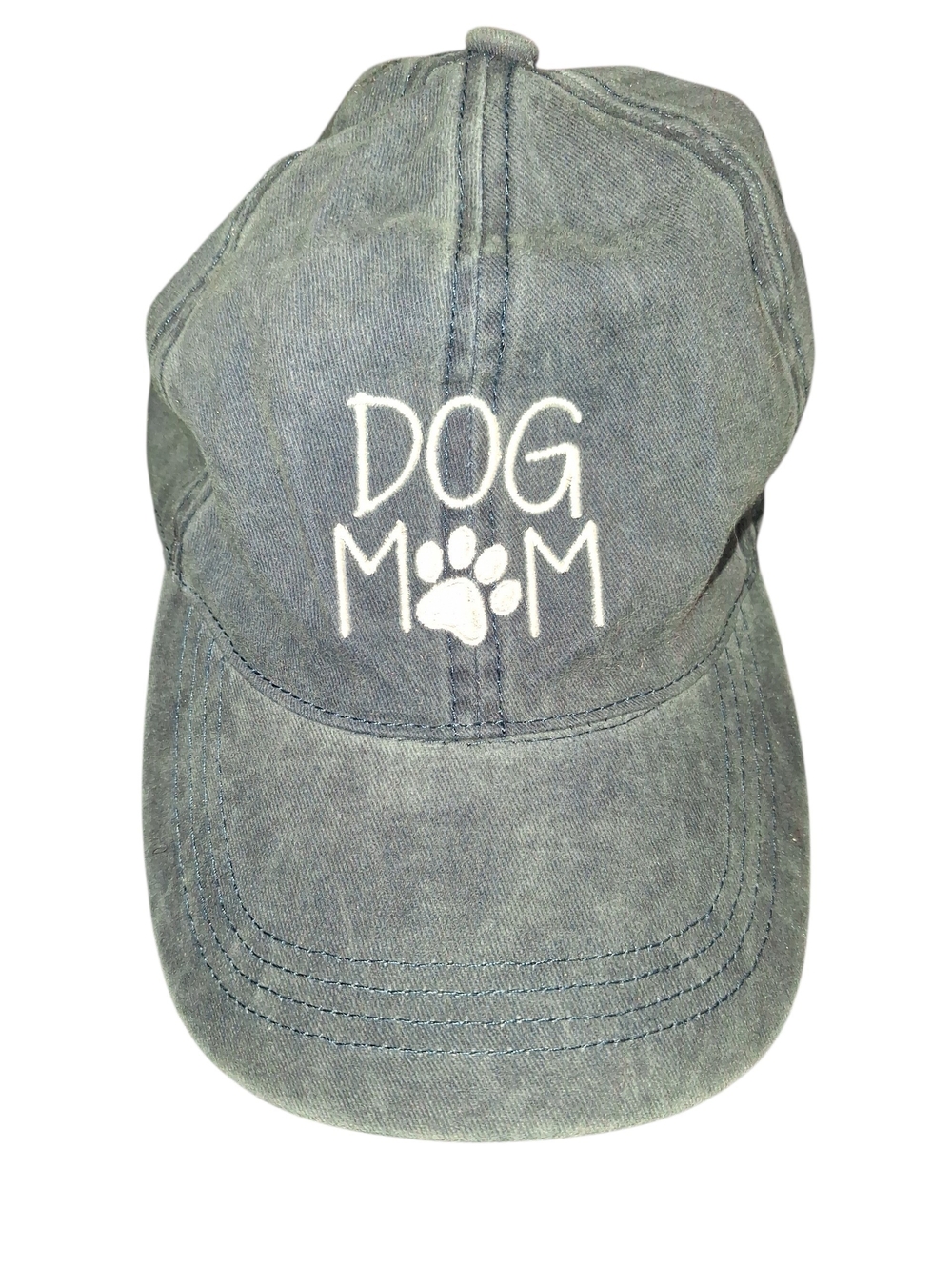 Dog Mom Embroidered Baseball Cap - Blue Denim